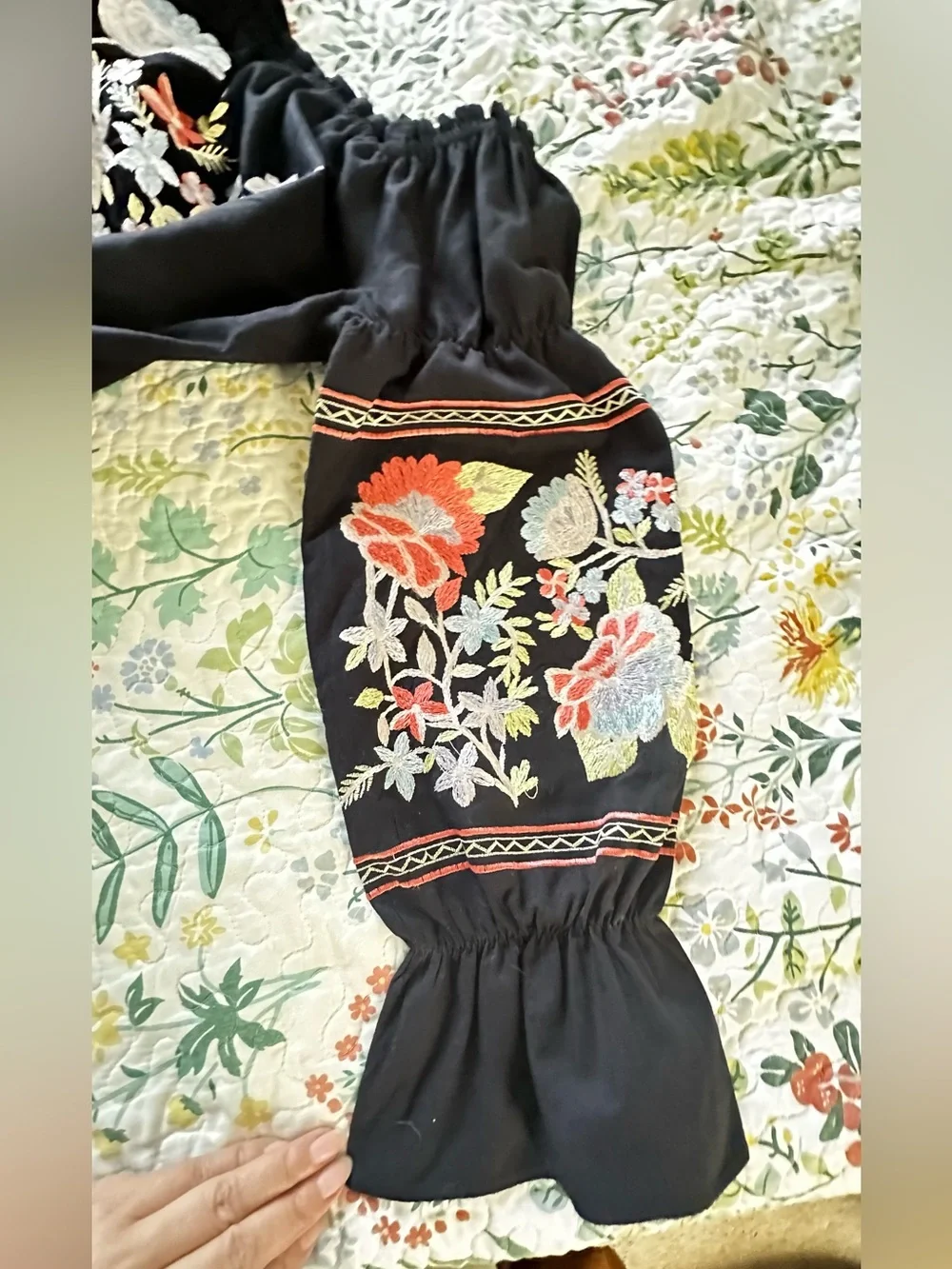 Free People Women Fleur du Jour Floral Embroidered Off Shoulder Dress Sz M Boho